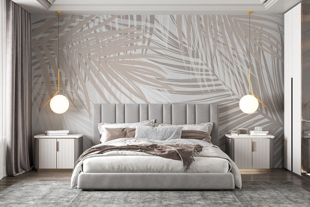 Soft hues of palm leaves intertwine