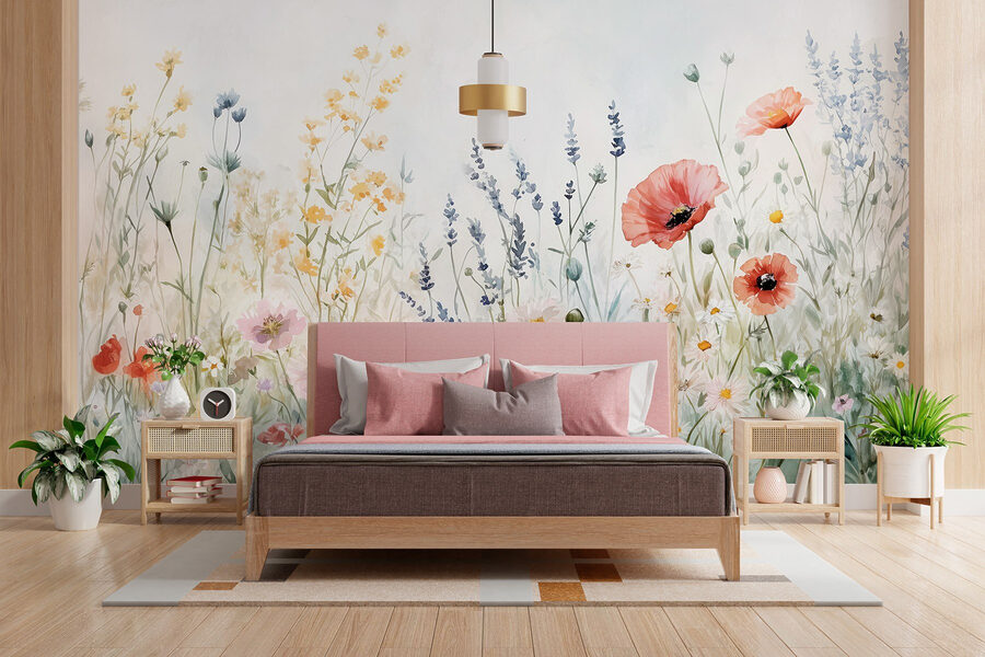 Papel de parede Pintura de flores num campo - Image 2