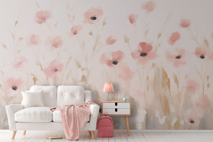 Pintura de flores cor-de-rosa