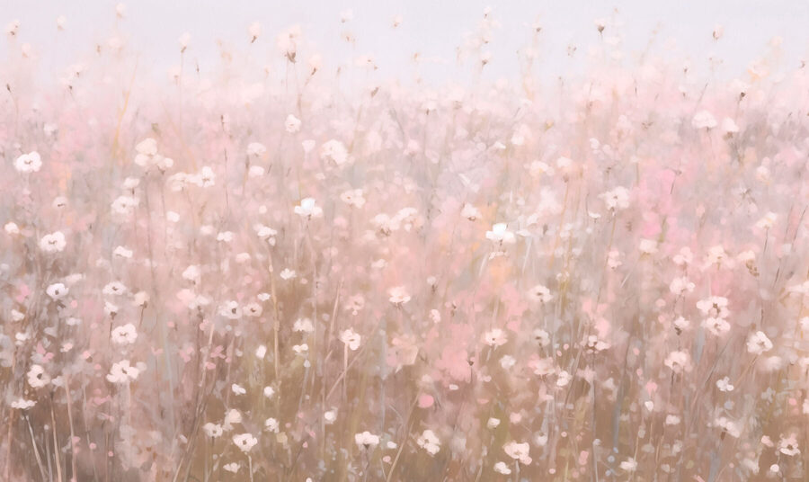 Campo de flores cor-de-rosa