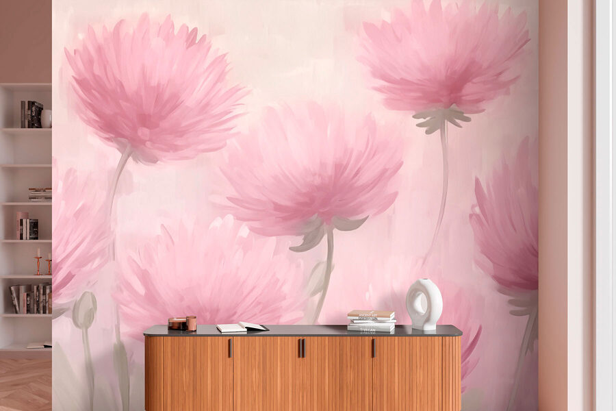 Papel de parede Pintura de flores cor-de-rosa - Image 2
