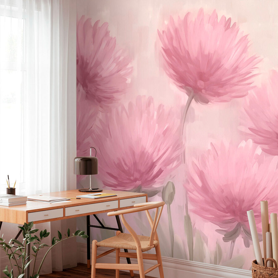 Papel de parede Pintura de flores cor-de-rosa - Image 3