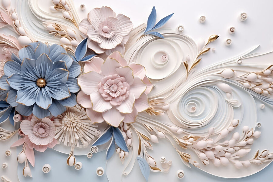 Flores e folhas de papel
