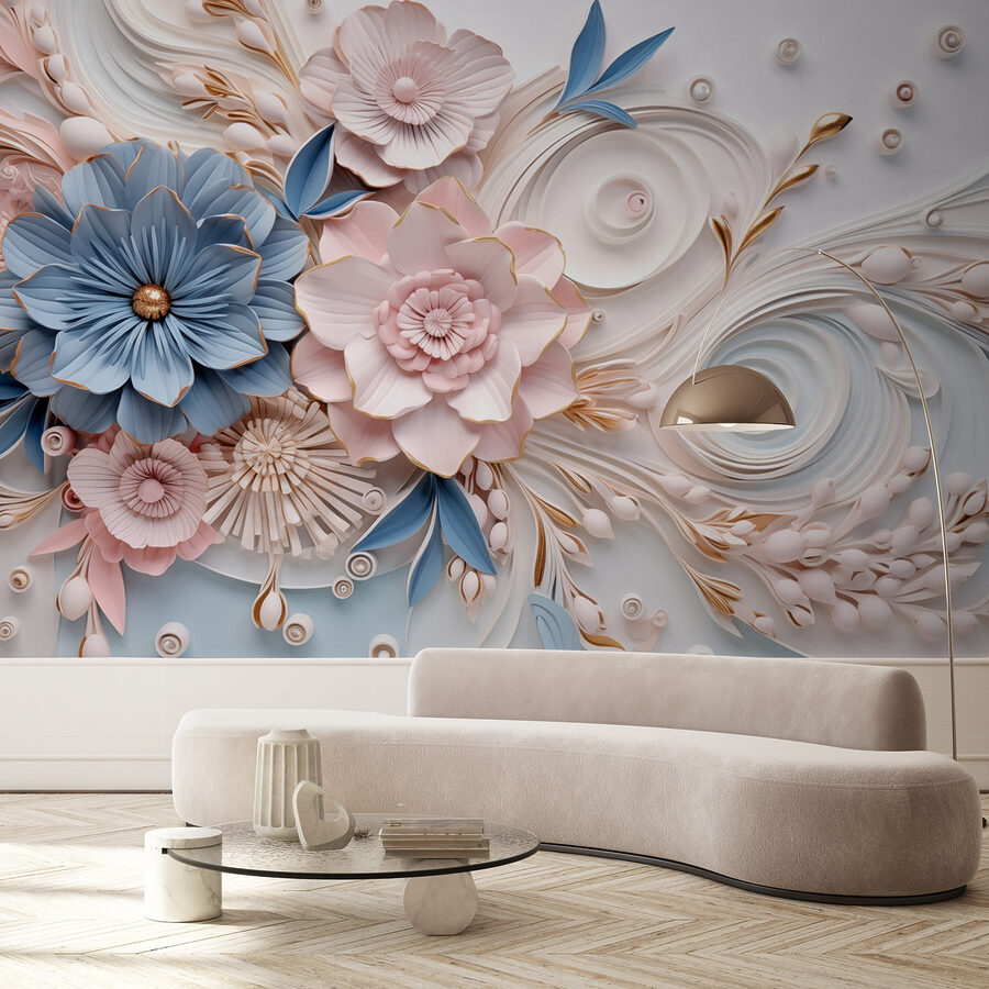 Flores e folhas de papel