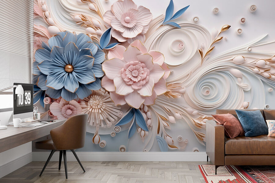 Flores e folhas de papel
