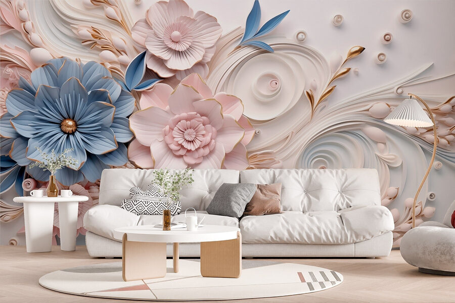 Flores e folhas de papel