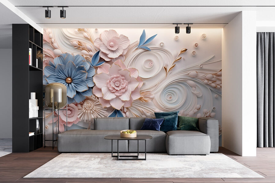 Flores e folhas de papel