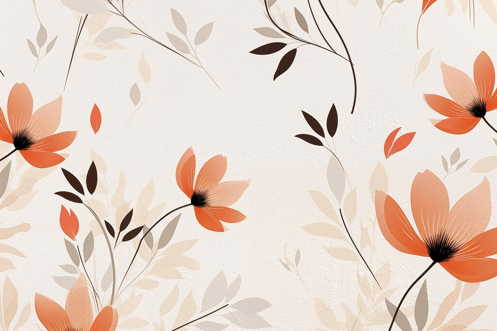 Papel de parede com flores e folhas Papel de parede com flores e folhas