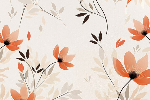 Papel de parede com flores e folhas Papel de parede com flores e folhas