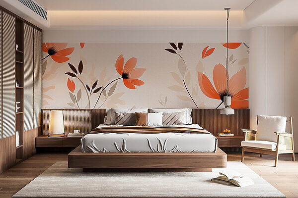 Papel de parede com flores e folhas Papel de parede com flores e folhas