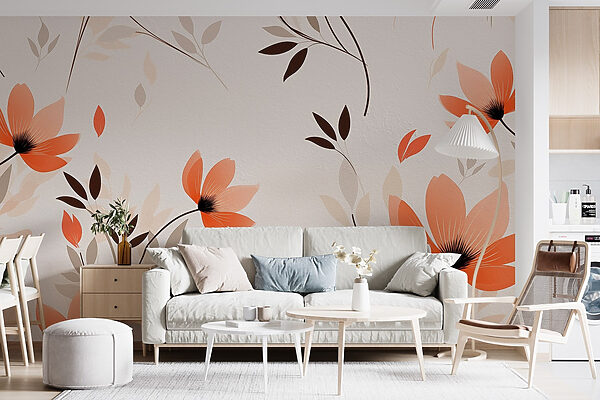 Papel de parede com flores e folhas Papel de parede com flores e folhas