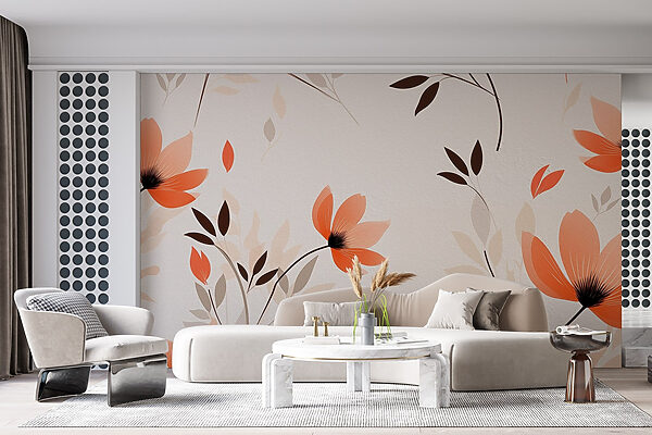 Papel de parede com flores e folhas Papel de parede com flores e folhas