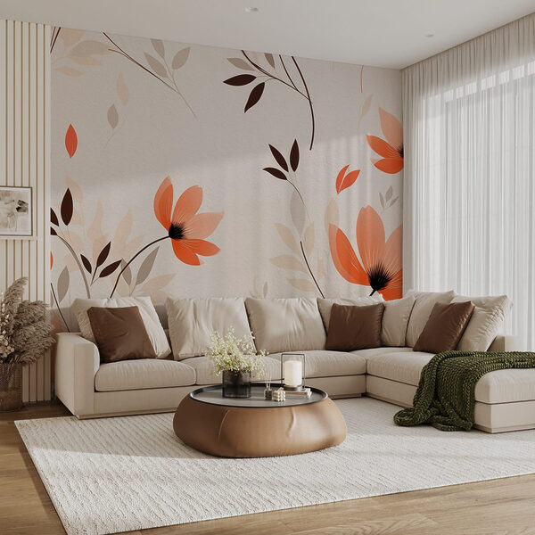 Papel de parede com flores e folhas Papel de parede com flores e folhas