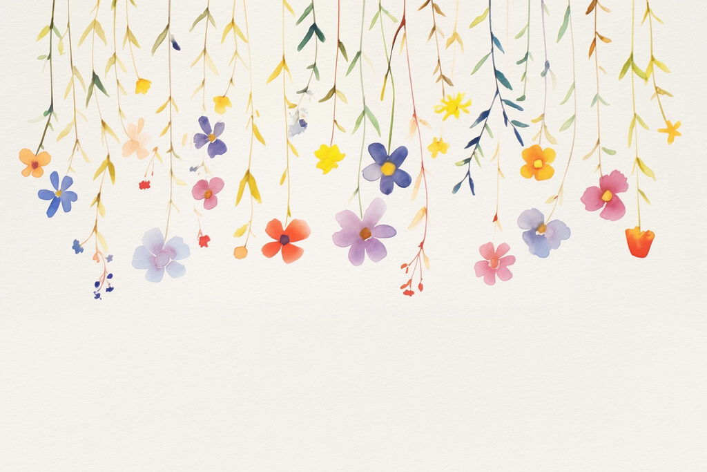 Pintura a aguarela de flores e folhas Pintura a aguarela de flores e folhas