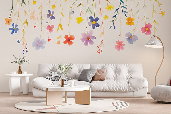 Pintura a aguarela de flores e folhas Pintura a aguarela de flores e folhas