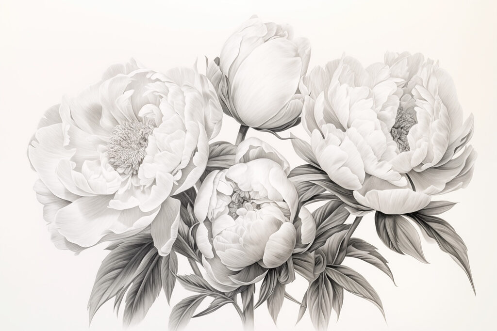 Desenho de flores sobre um fundo branco Desenho de flores sobre um fundo branco