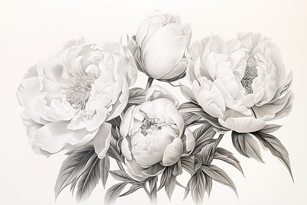 Desenho de flores sobre um fundo branco Desenho de flores sobre um fundo branco