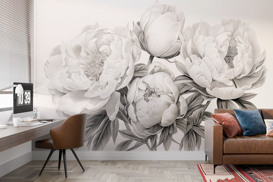 Desenho de flores sobre um fundo branco Desenho de flores sobre um fundo branco