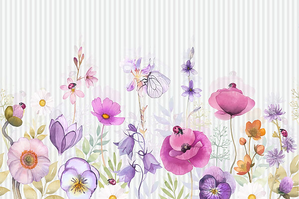 Flores coloridas e insectos animados. Flores coloridas e insectos animados.