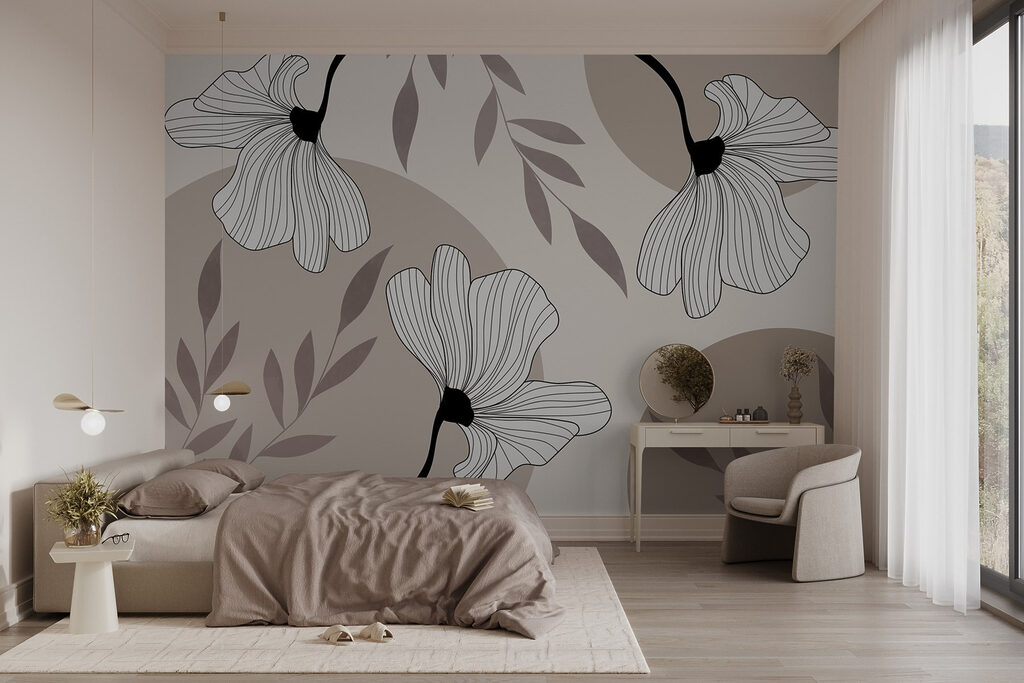 Delicate floral line design artwork