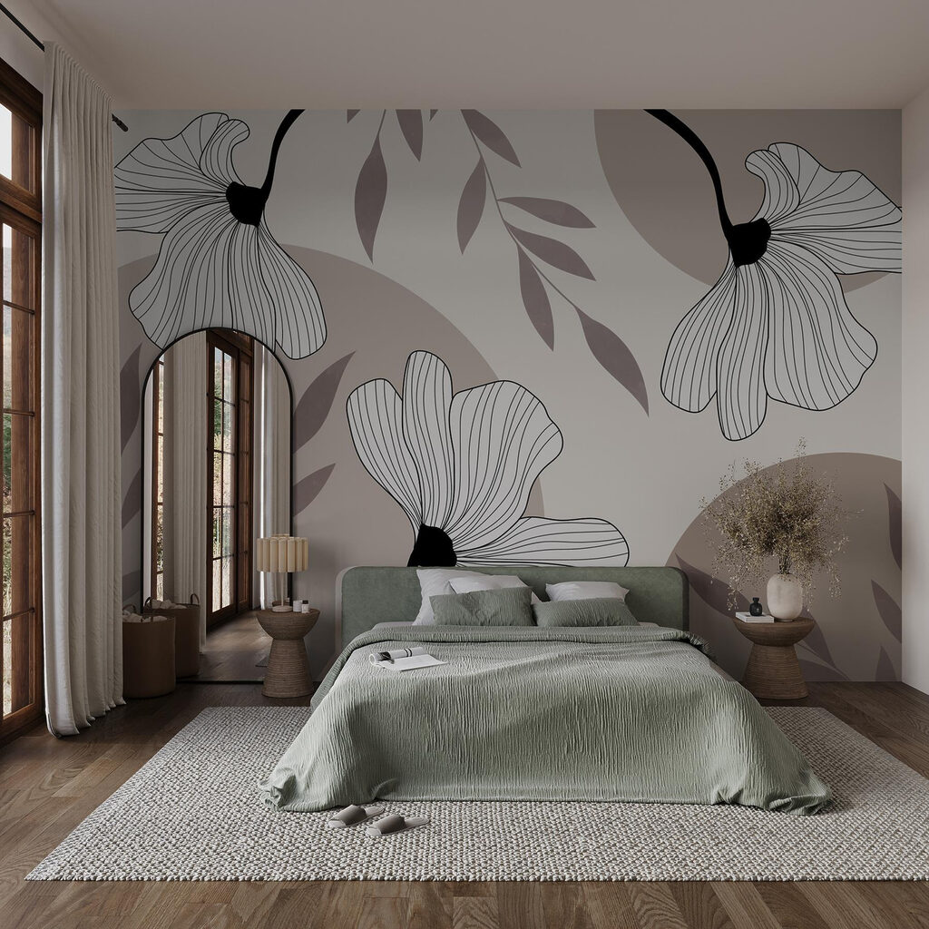 Delicate floral line design artwork