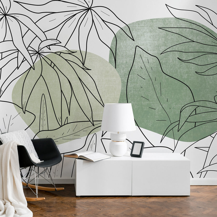 Papel de parede Desenho de folhas e plantas