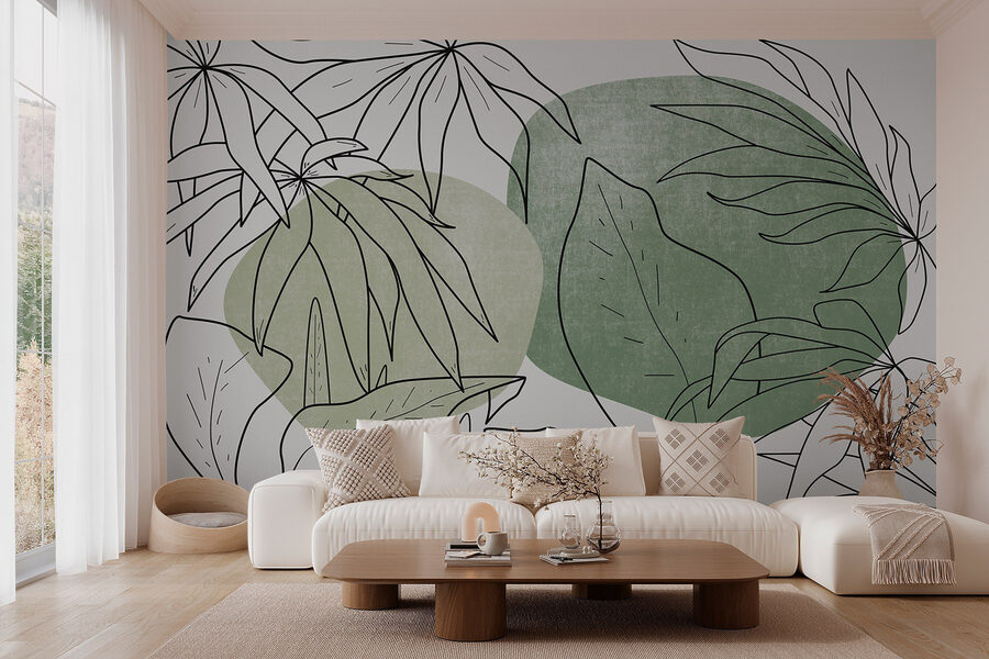 Papel de parede Desenho de folhas e plantas - Image 2