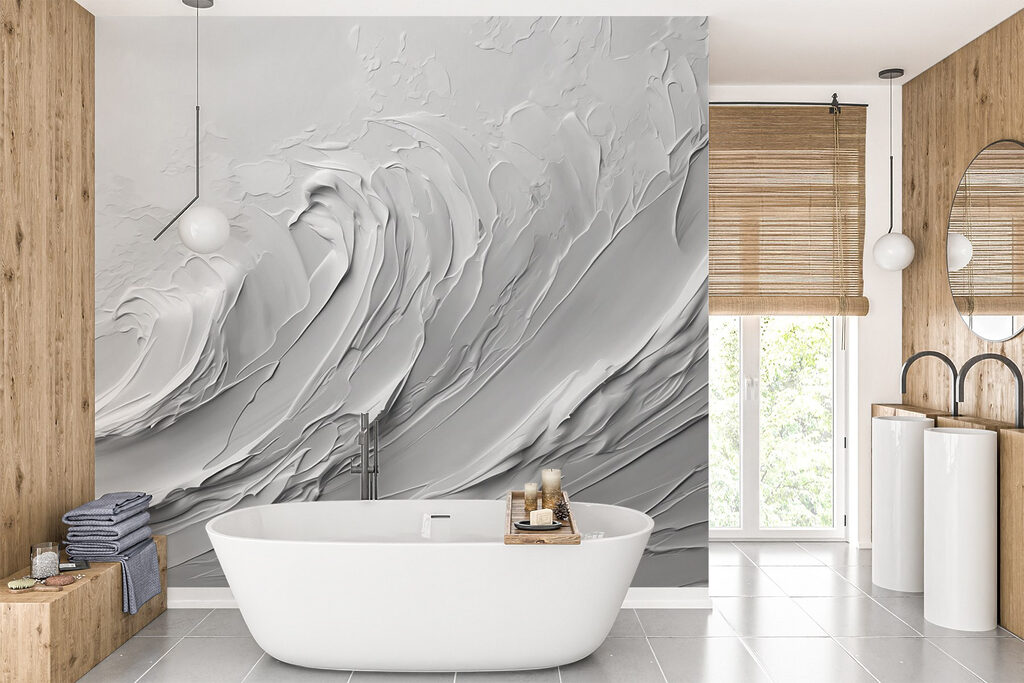 White wall with white waves