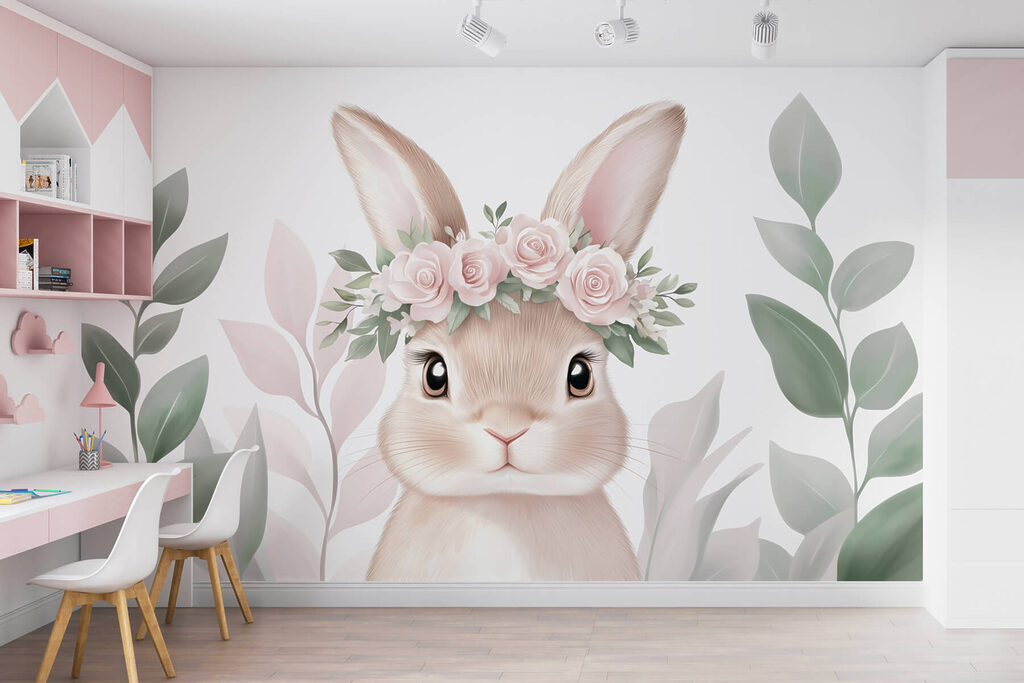 Rabbit wearing a flower crown