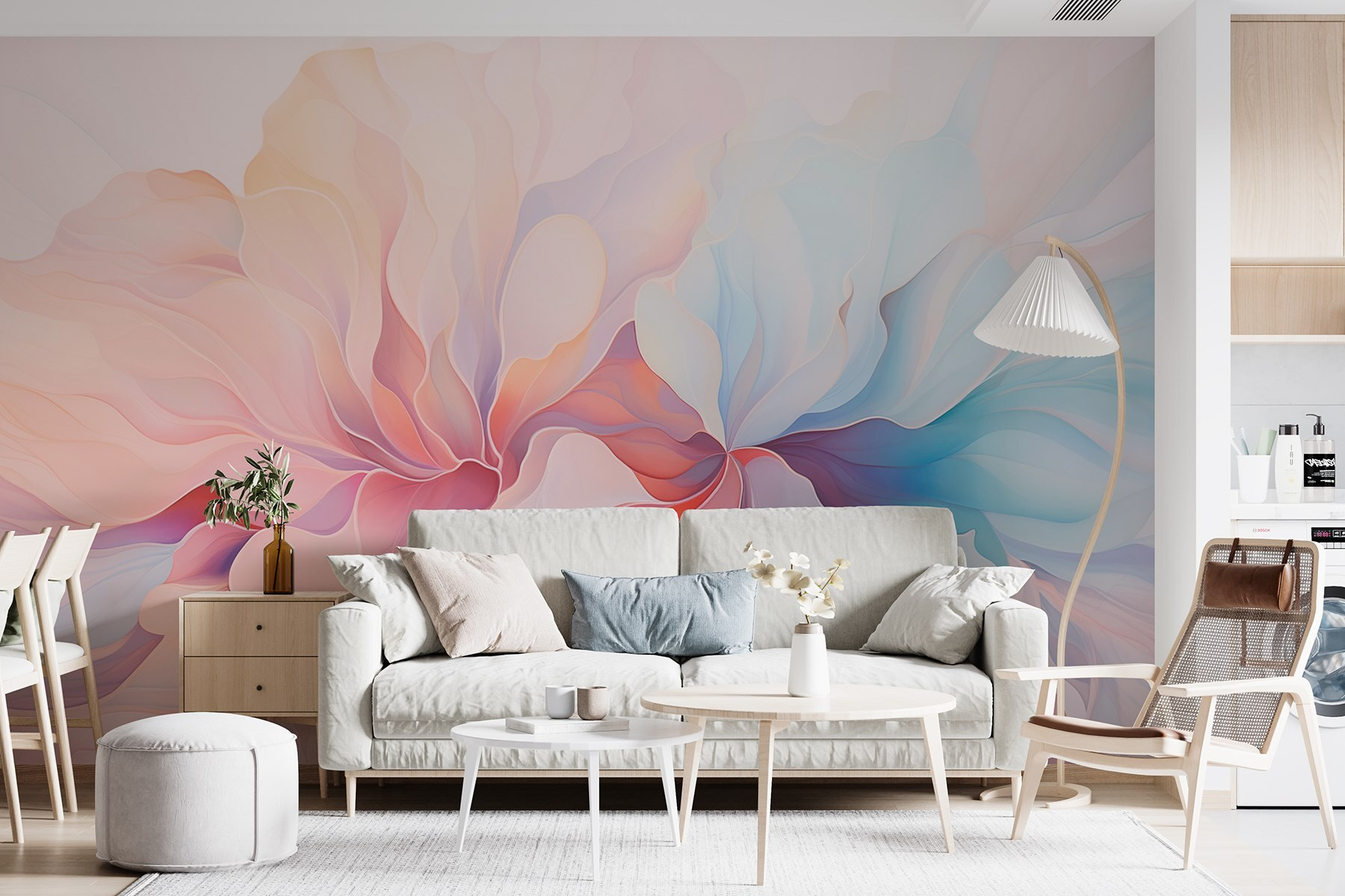 Soft pastels in flowing patterns