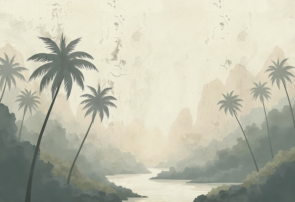 Rio com árvores e montanhas Rio com árvores e montanhas