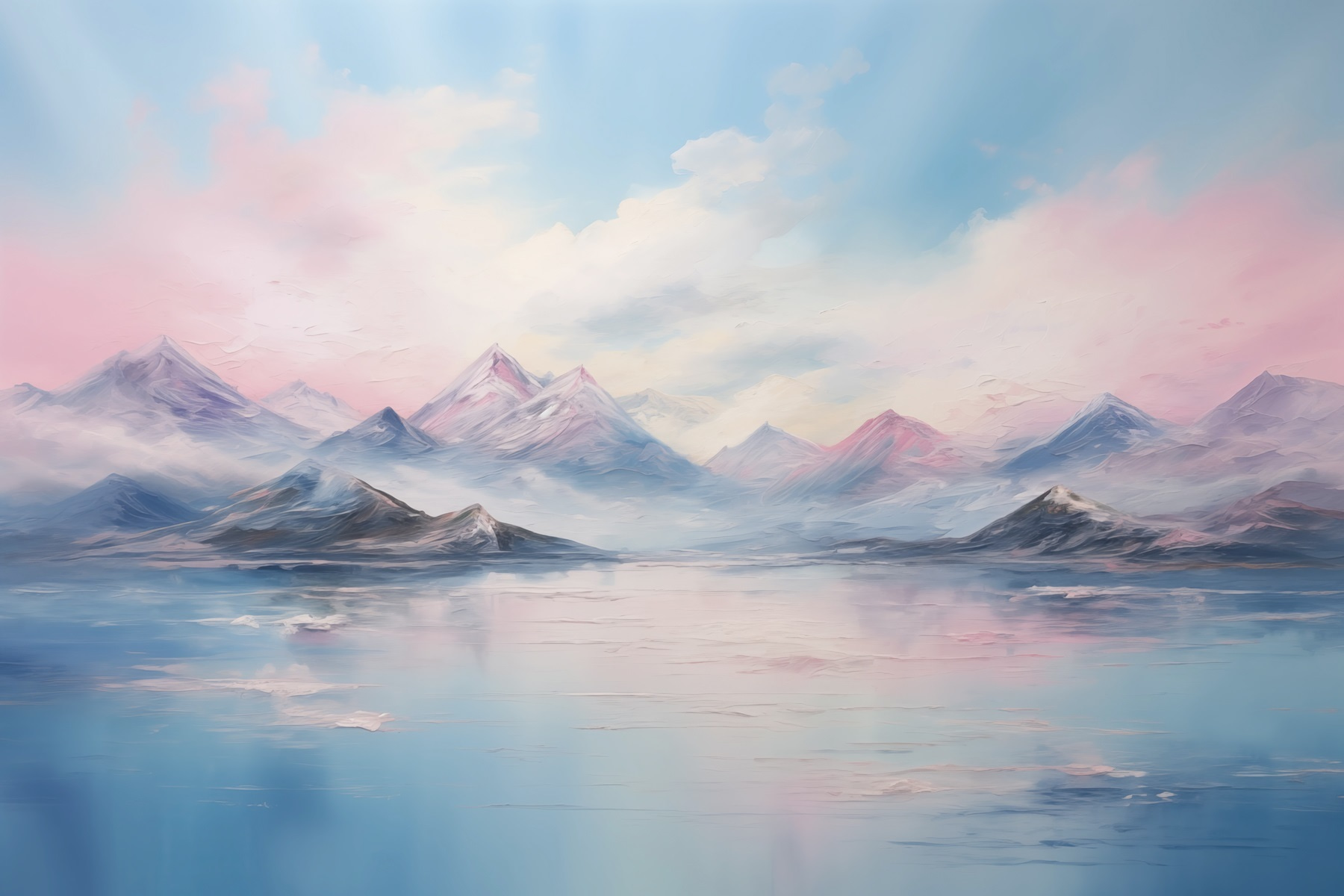 Painting of mountains and water