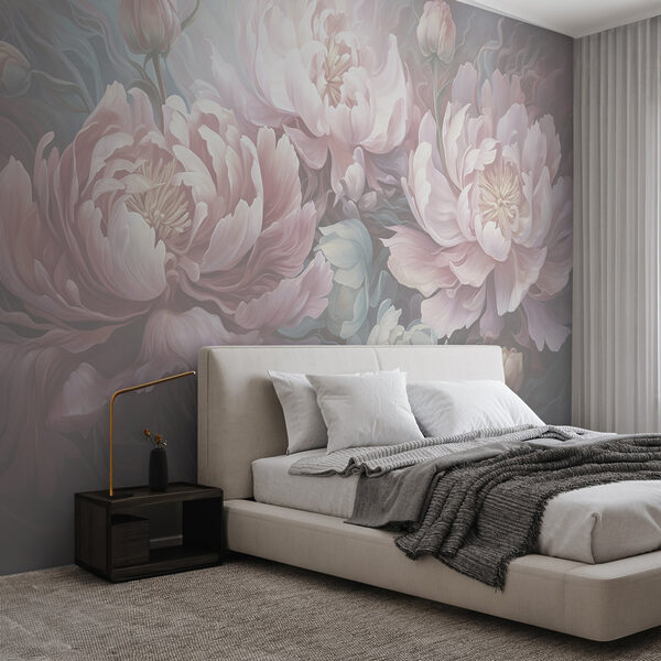 Pintura de flores sobre um fundo cinzento Pintura de flores sobre um fundo cinzento