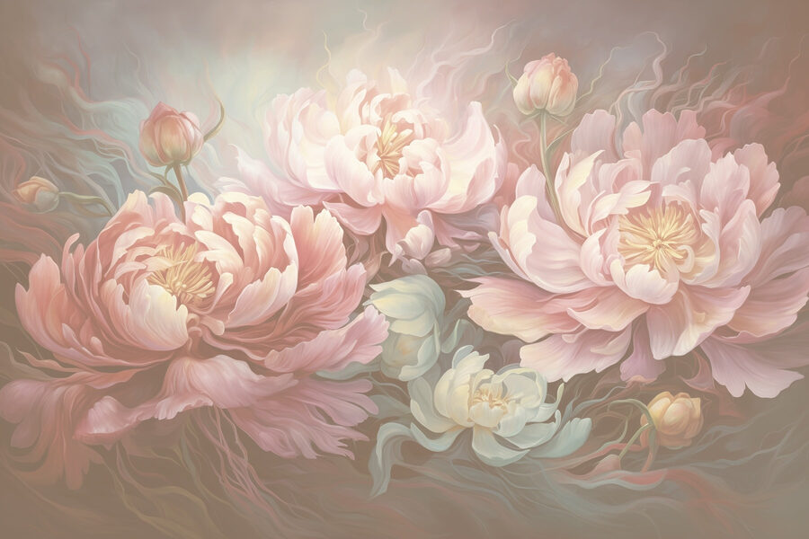 Pintura de flores sobre uma superfície