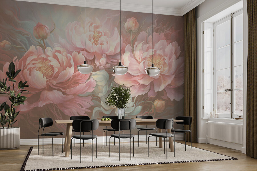 Pintura de flores sobre uma superfície