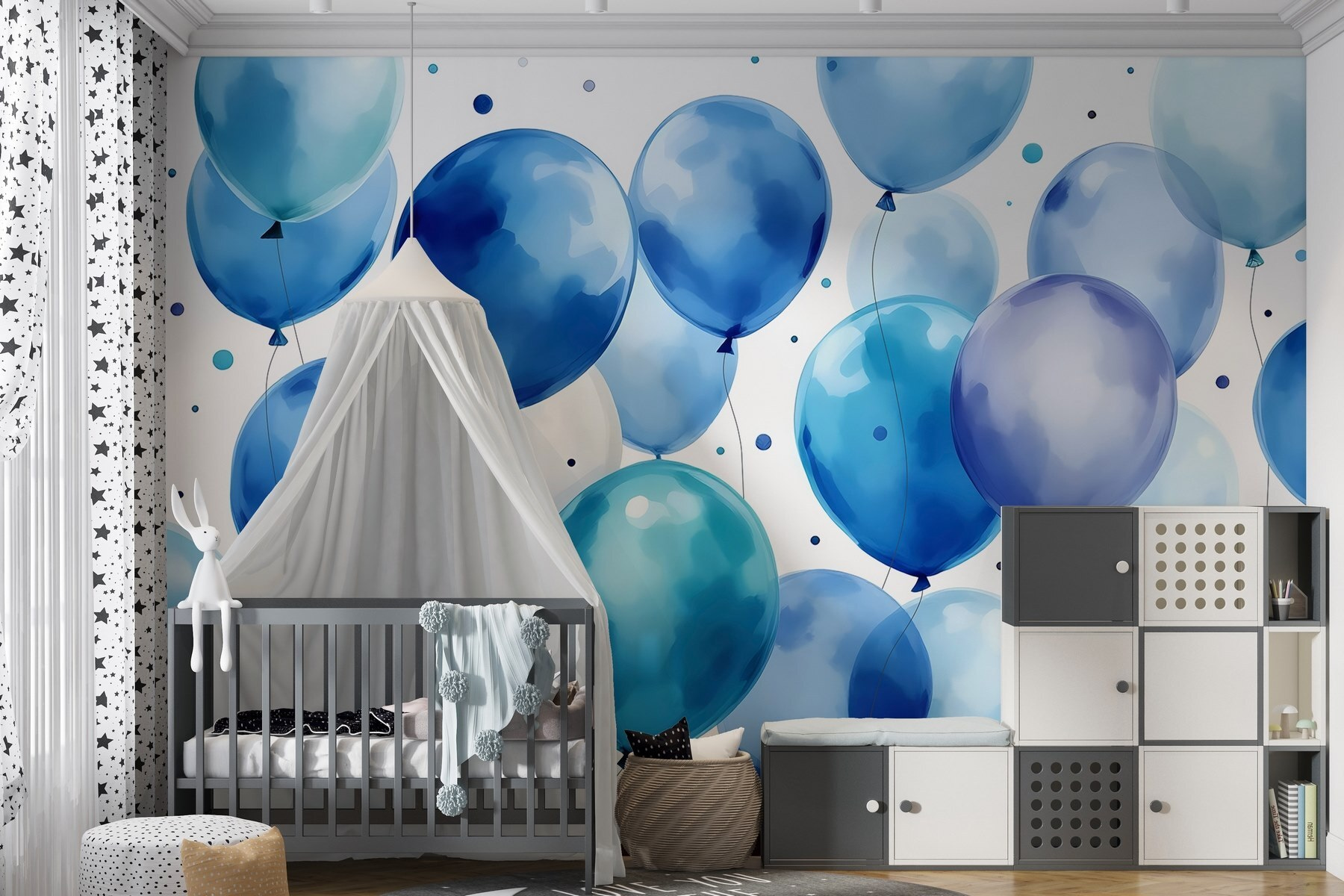 Group of blue and white balloons Group of blue and white balloons