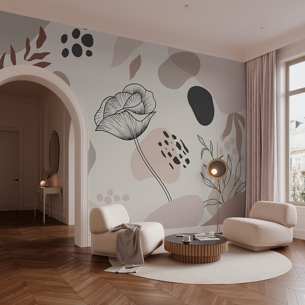 Papel de parede Desenho de flores e plantas