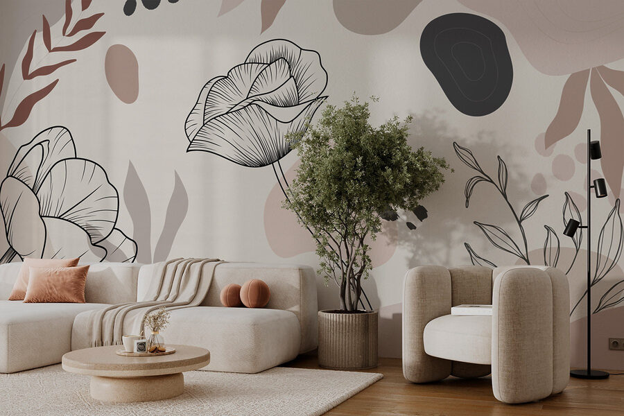 Papel de parede Desenho de flores e plantas - Image 2