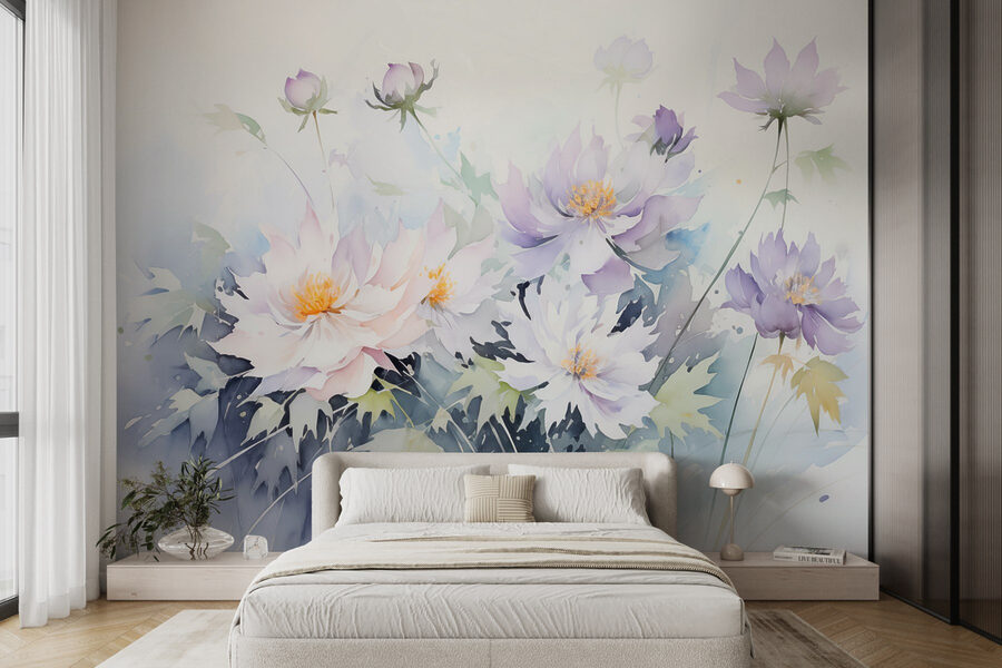 Pintura de flores sobre um fundo branco