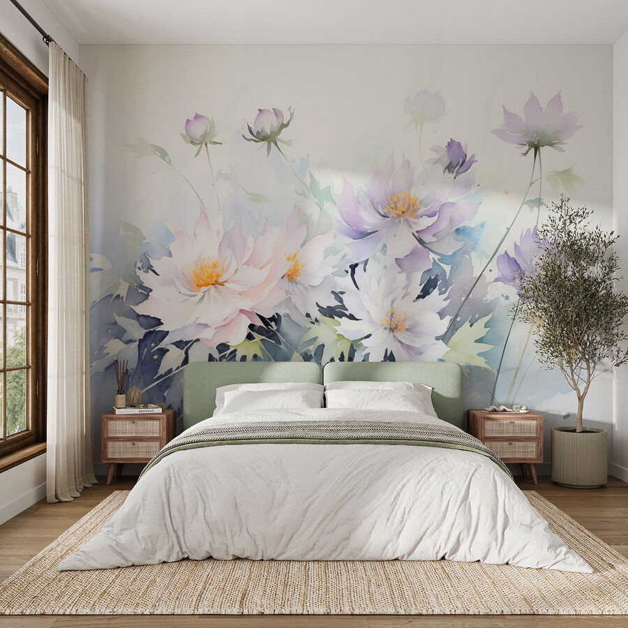 Pintura de flores sobre um fundo branco