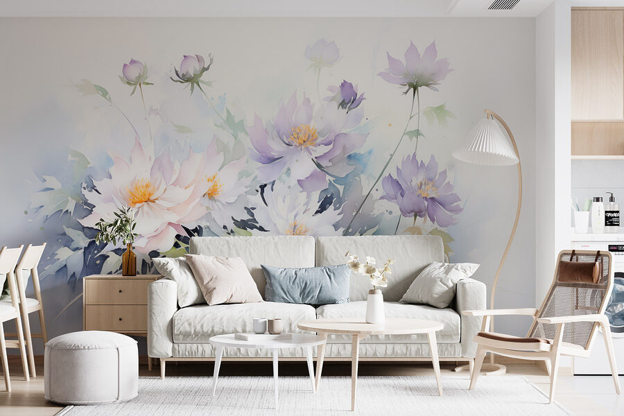 Pintura de flores sobre um fundo branco