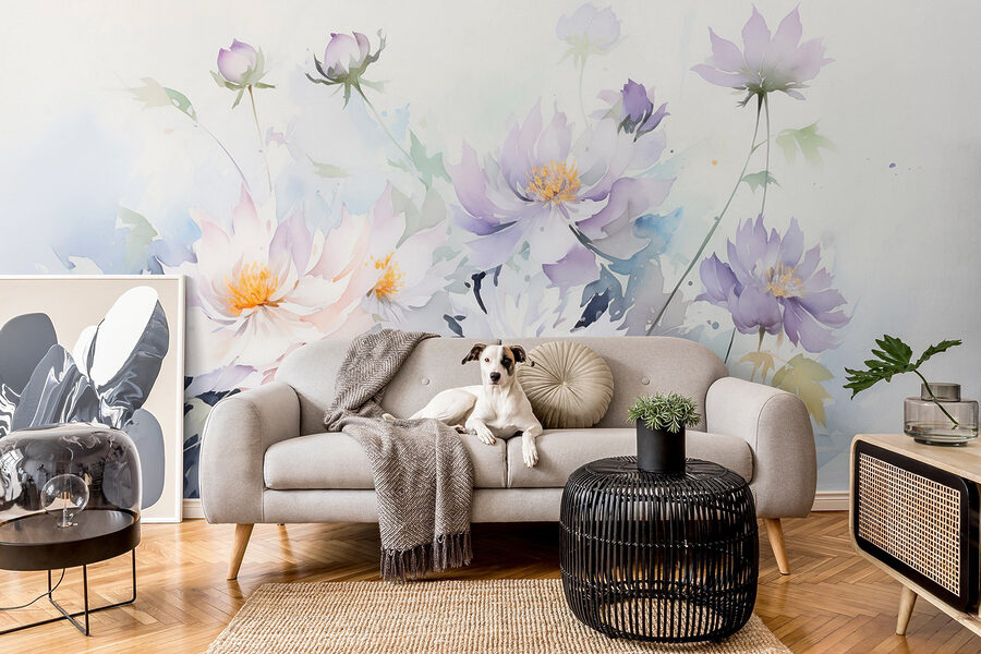 Pintura de flores sobre um fundo branco