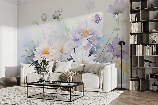 Pintura de flores sobre um fundo branco Pintura de flores sobre um fundo branco