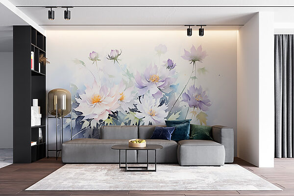 Pintura de flores sobre um fundo branco Pintura de flores sobre um fundo branco