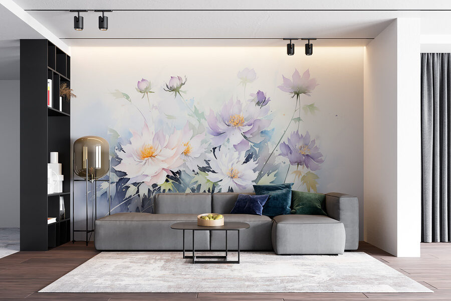 Pintura de flores sobre um fundo branco