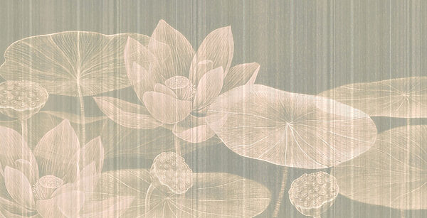 Desenho delicado de flores e folhas de lótus Desenho delicado de flores e folhas de lótus