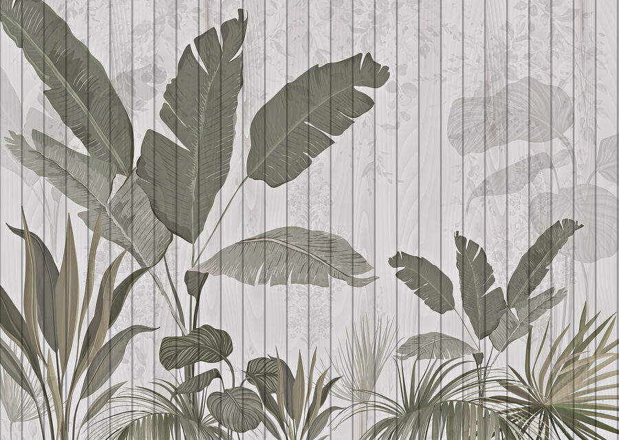 Papel de parede com folhas e plantas