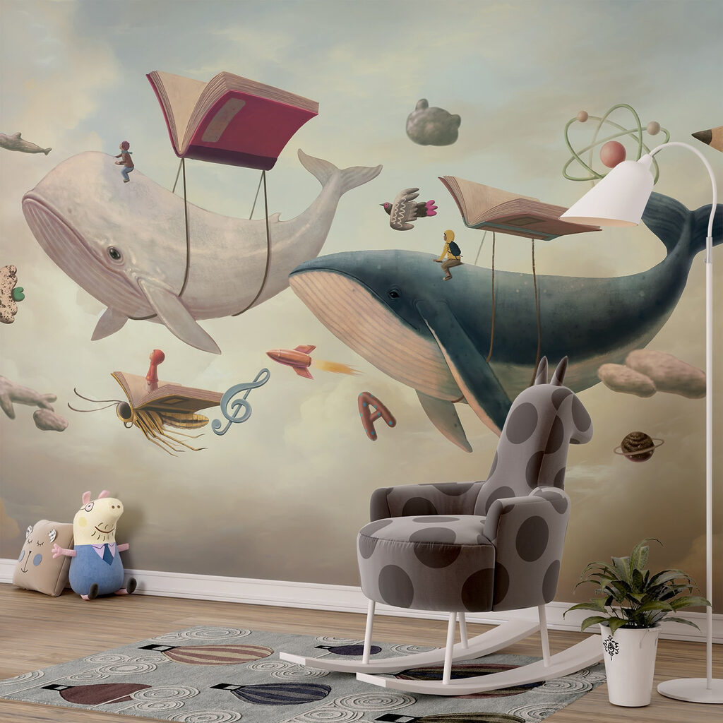 Whale and whale with books and a book on them Whale and whale with books and a book on them