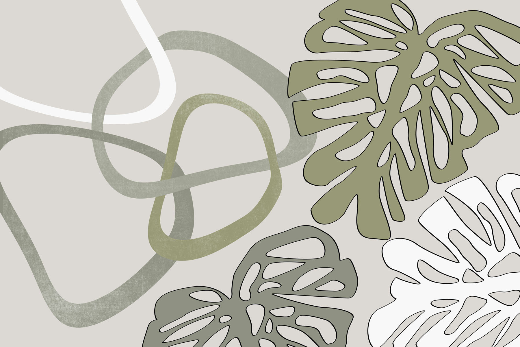 Abstract shapes with botanical elements Abstract shapes with botanical elements