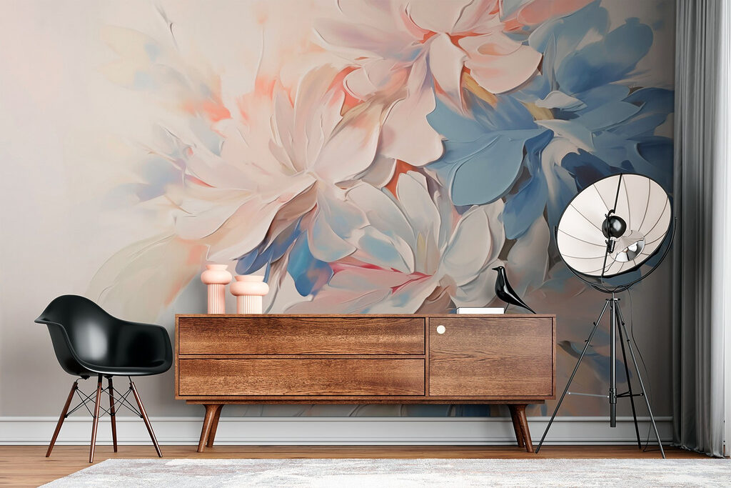 Painting of flowers on a white surface